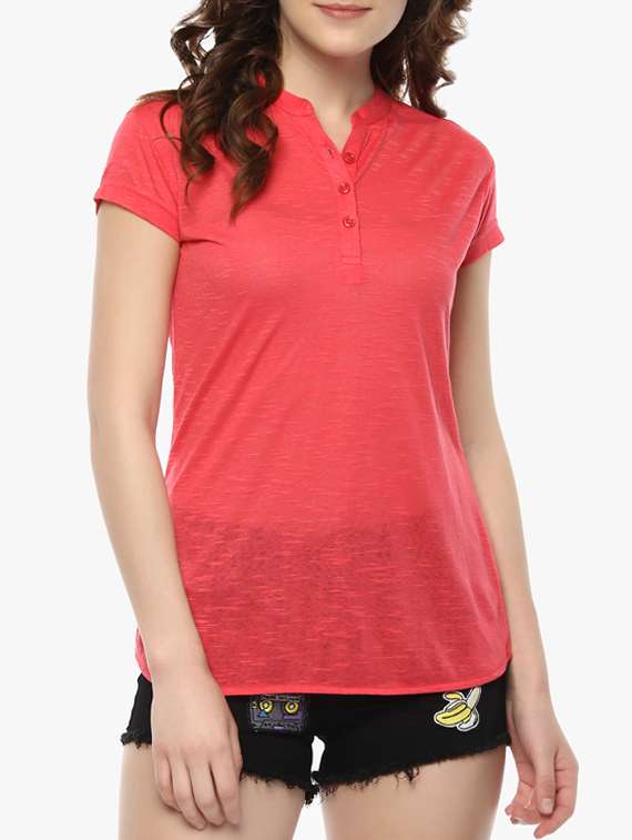 solid coral red cotton tee
