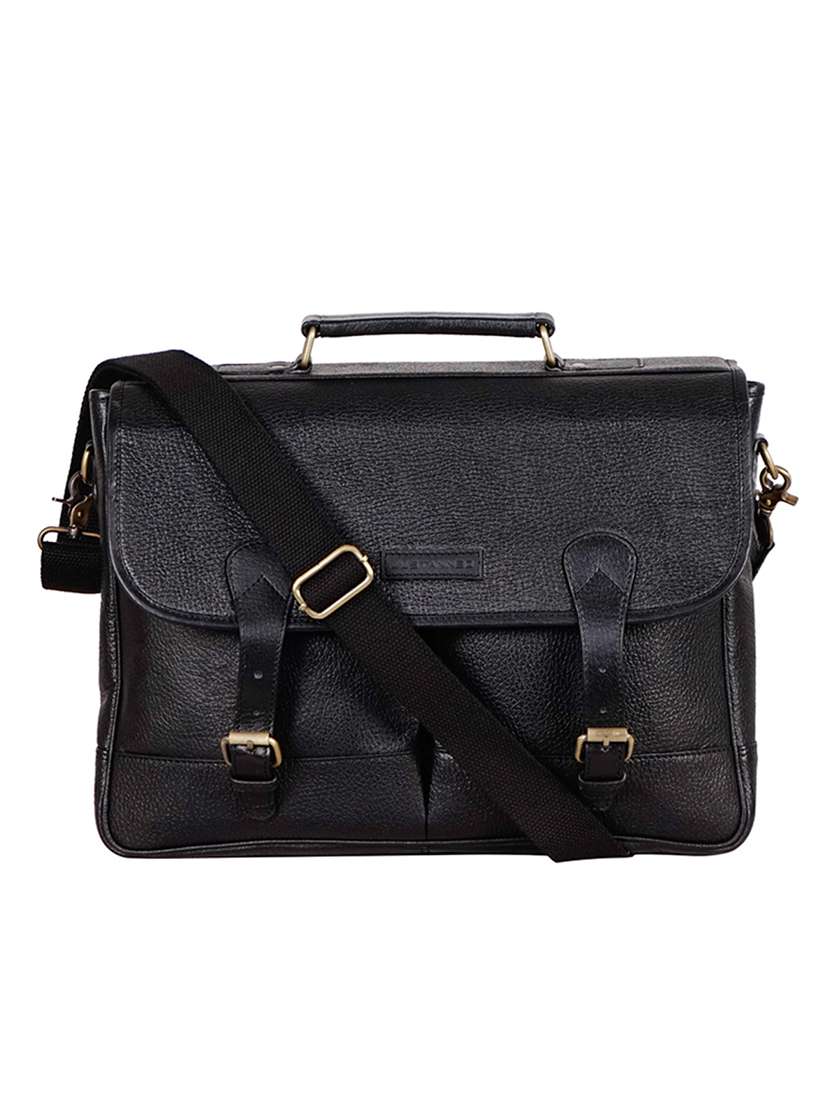 black leather laptop bag
