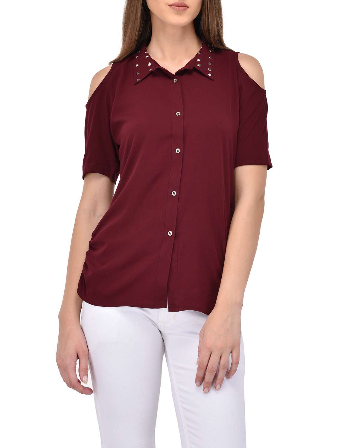 red embellished regular shirt