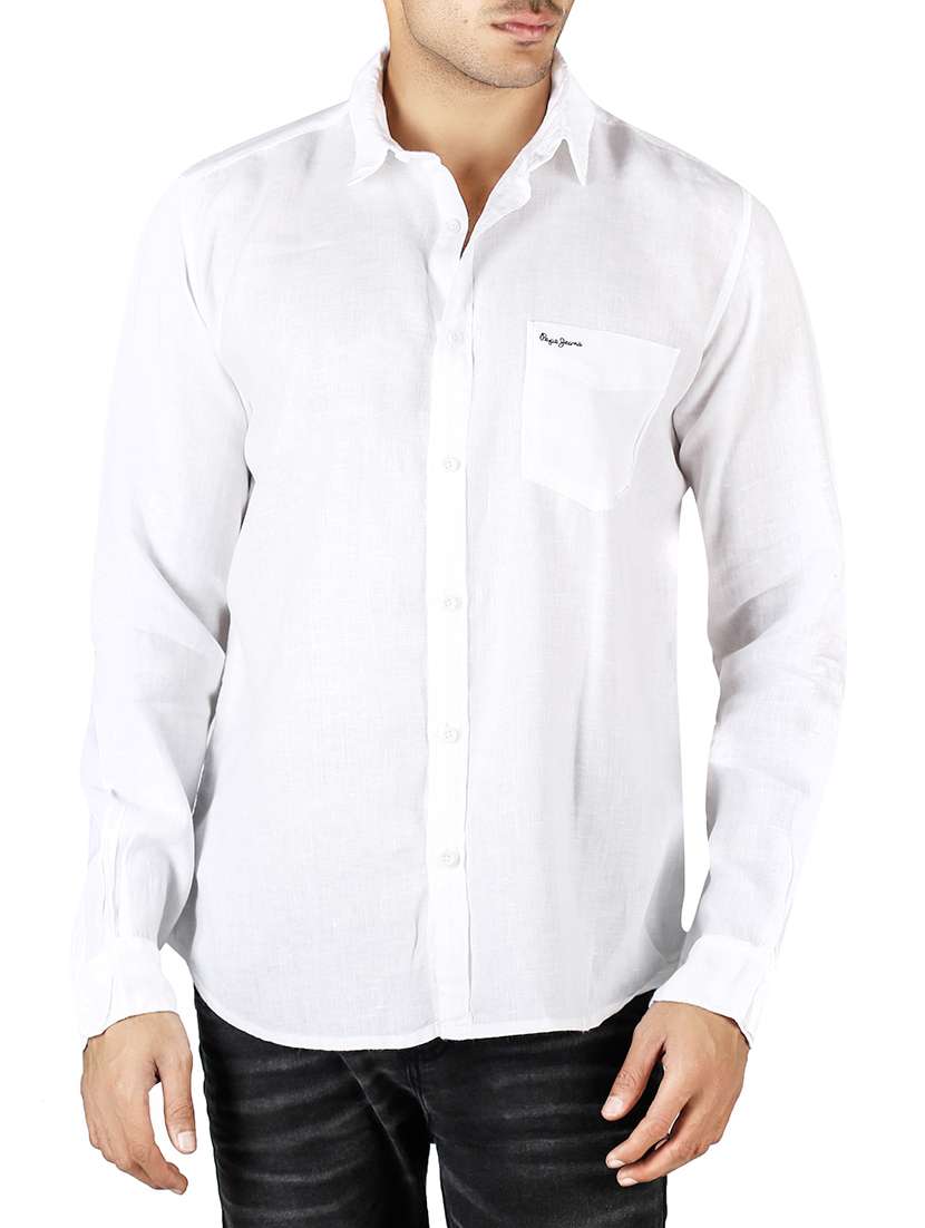 white cotton casual shirt - 13910039 -  Zoom Image - 0
