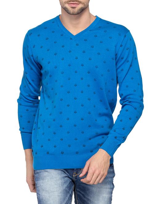 blue printed cotton pullover - 13910129 - Standard Image - 0