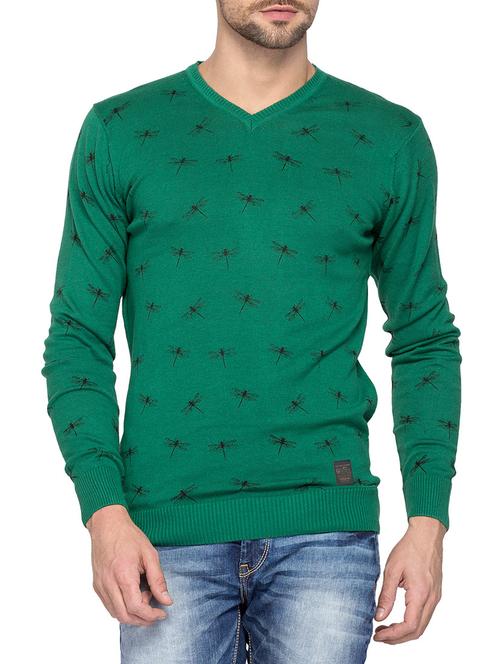 dark green cotton printed pullover - 13910130 -  Standard Image - 0
