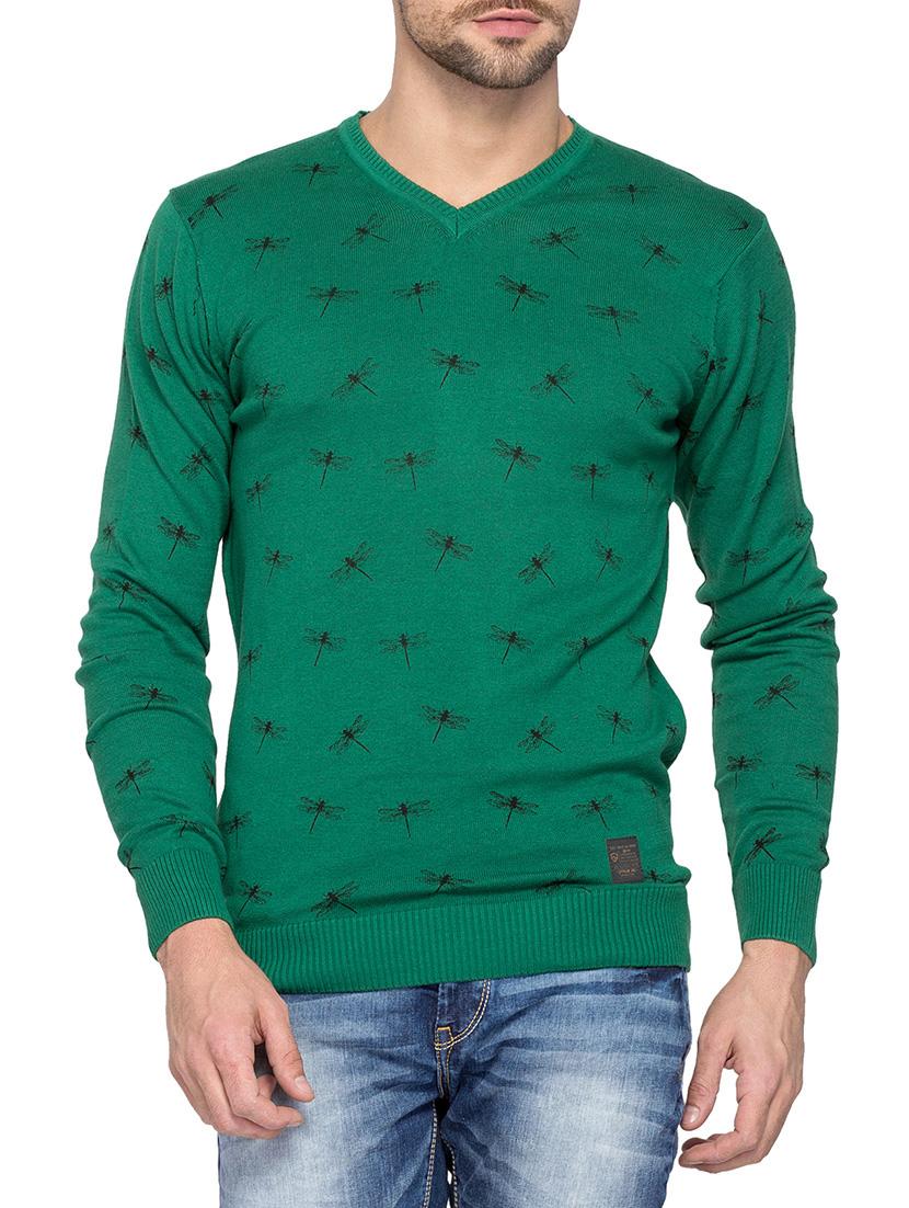 dark green cotton printed pullover - 13910130 -  Zoom Image - 0