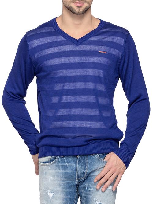 dark blue cotton striped sweatshirt - 13910133 -  Standard Image - 0