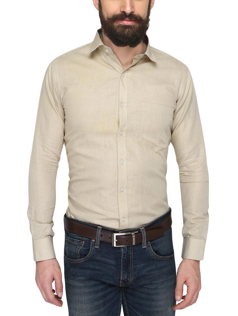 beige cotton casual shirt - 13910995 -  Zoom Image - 0