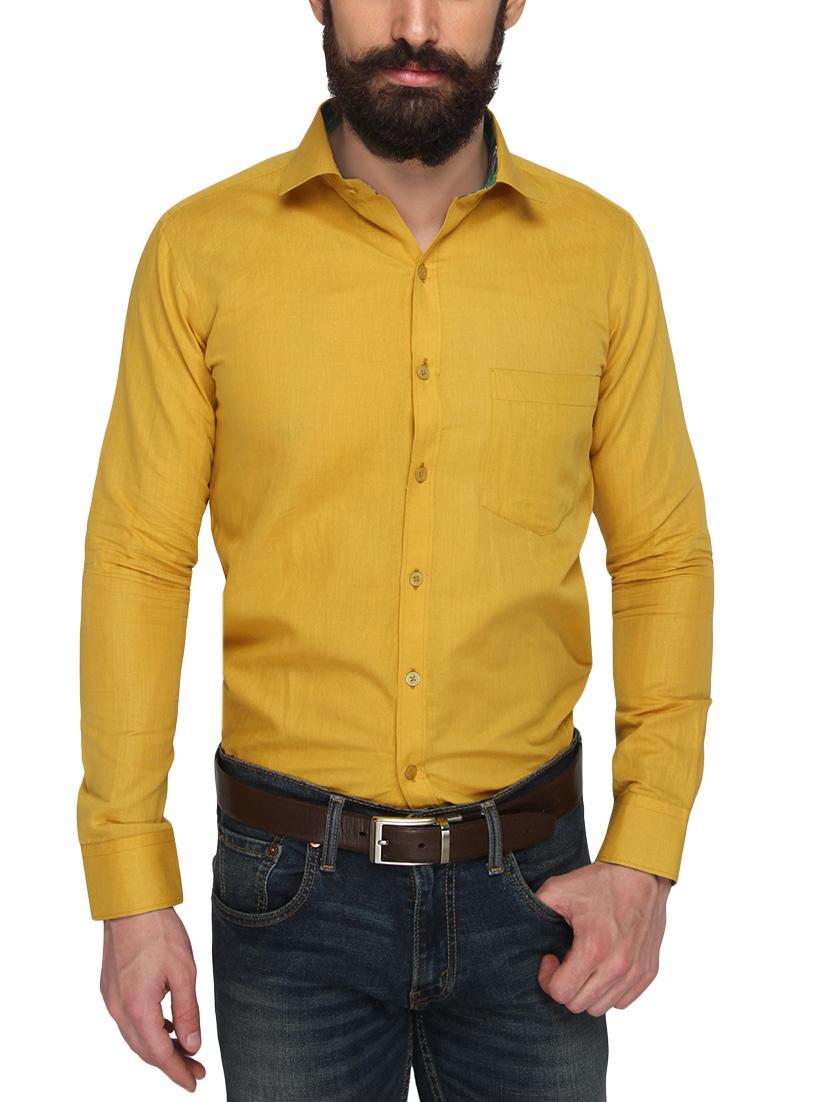 yellow cotton casual shirt - 13910999 - Zoom Image - 0