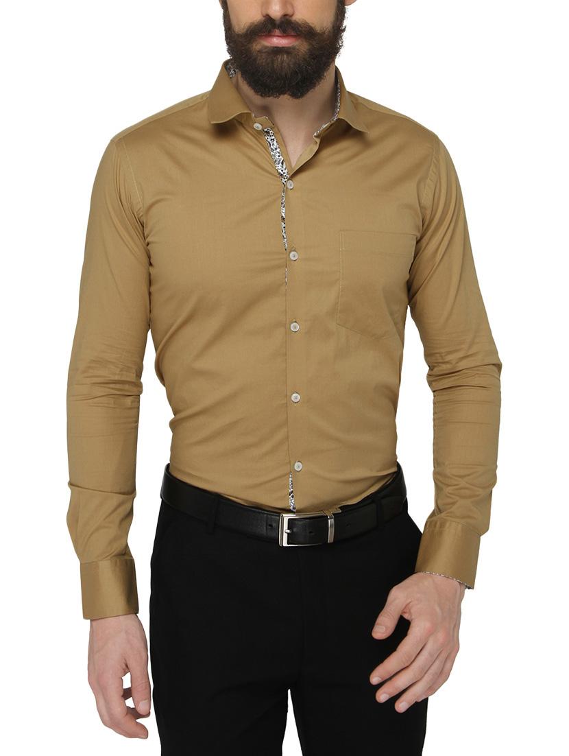 brown solid casual shirt - 13911000 - Zoom Image - 0