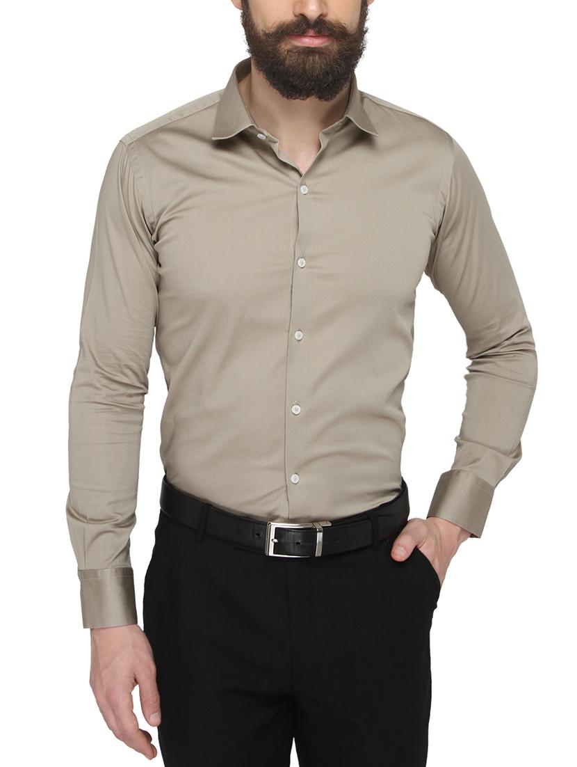 beige cotton formal shirt - 13911004 - Zoom Image - 0
