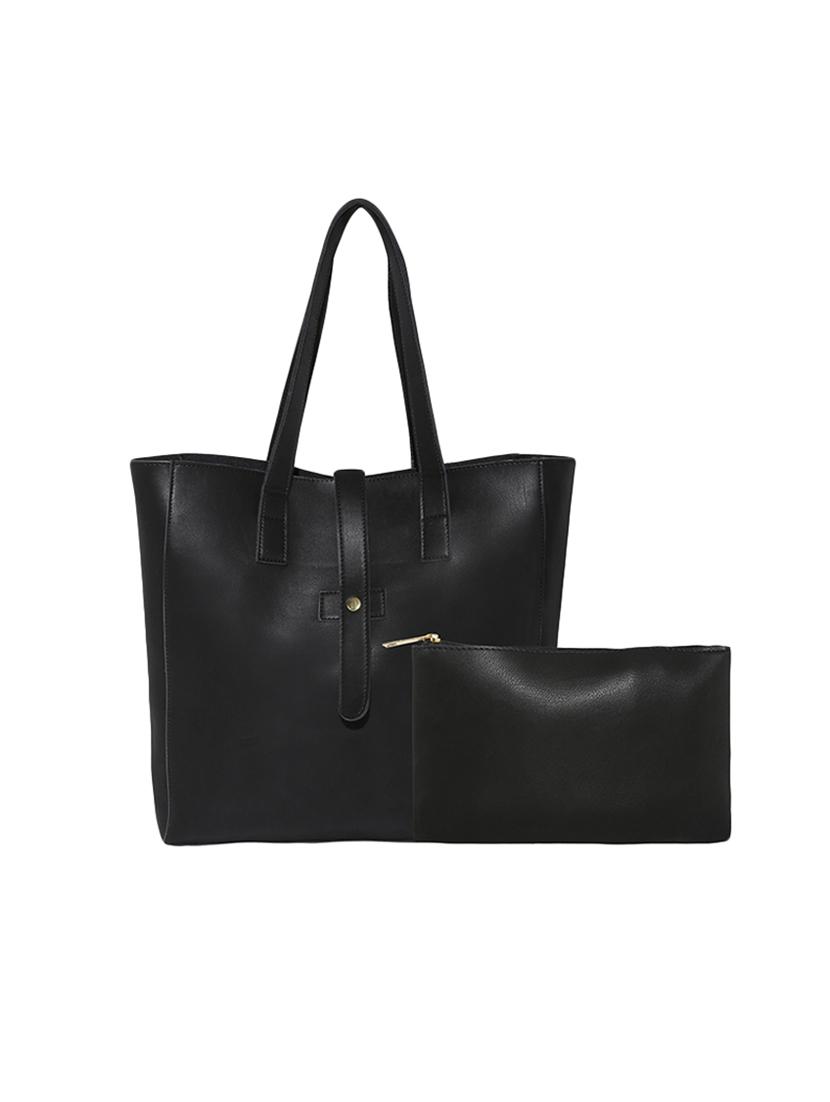 black leatherette  regular tote - 13916867 -  Zoom Image - 0
