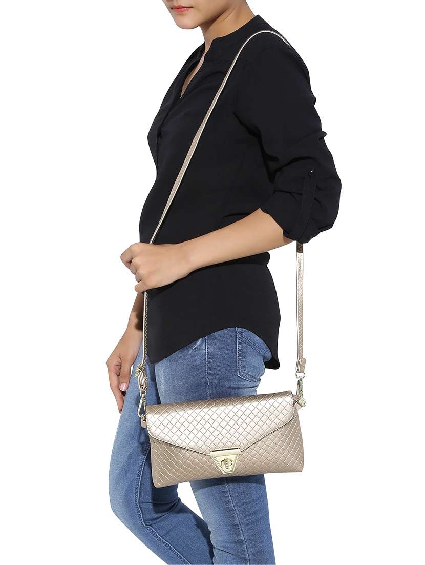 gold leatherette  regular clutch - 13916880 -  Standard Image - 3