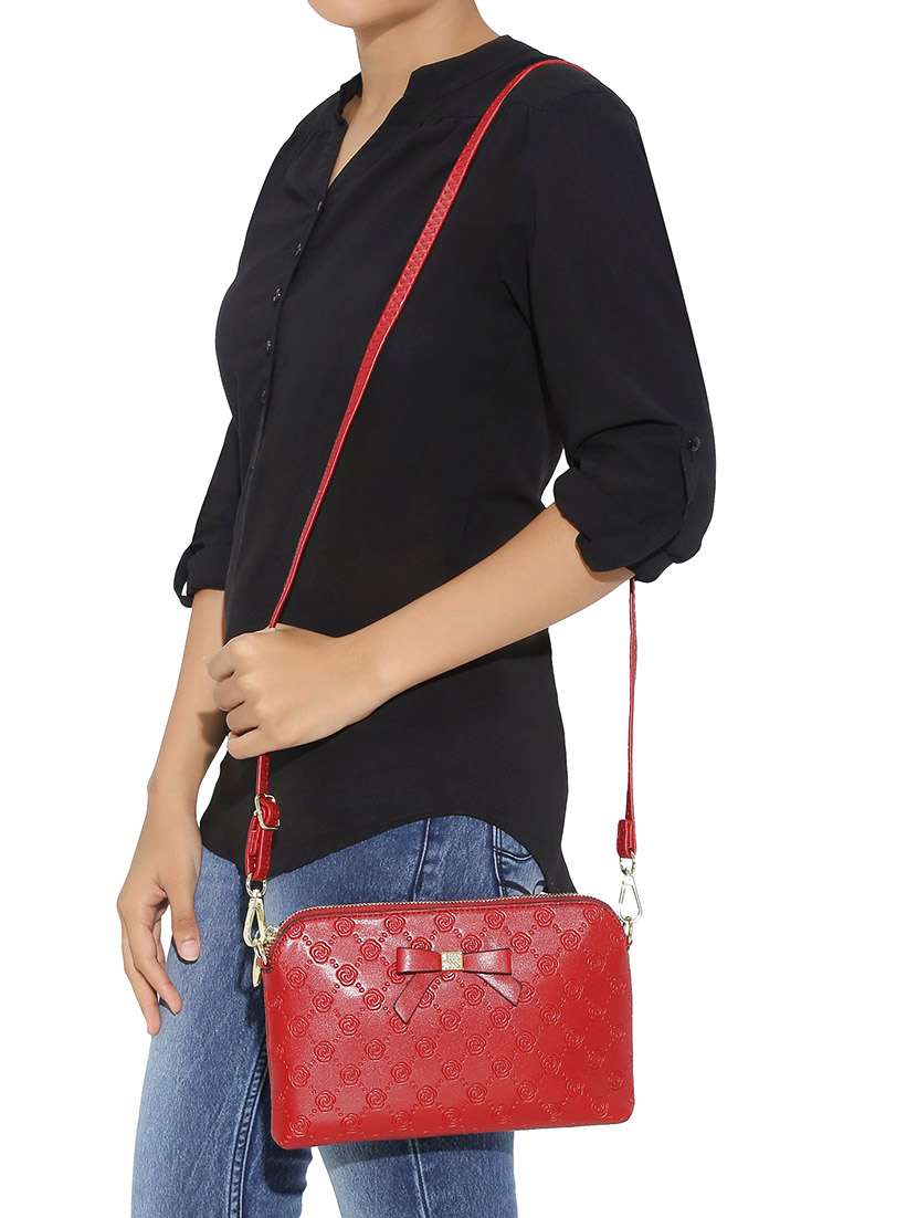 Maroon Leatherette Regular Clutch - 13916885 -  Standard Image - 3