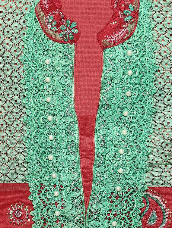 maroon chanderi cotton dress material - 13921115 -  Standard Image - 3