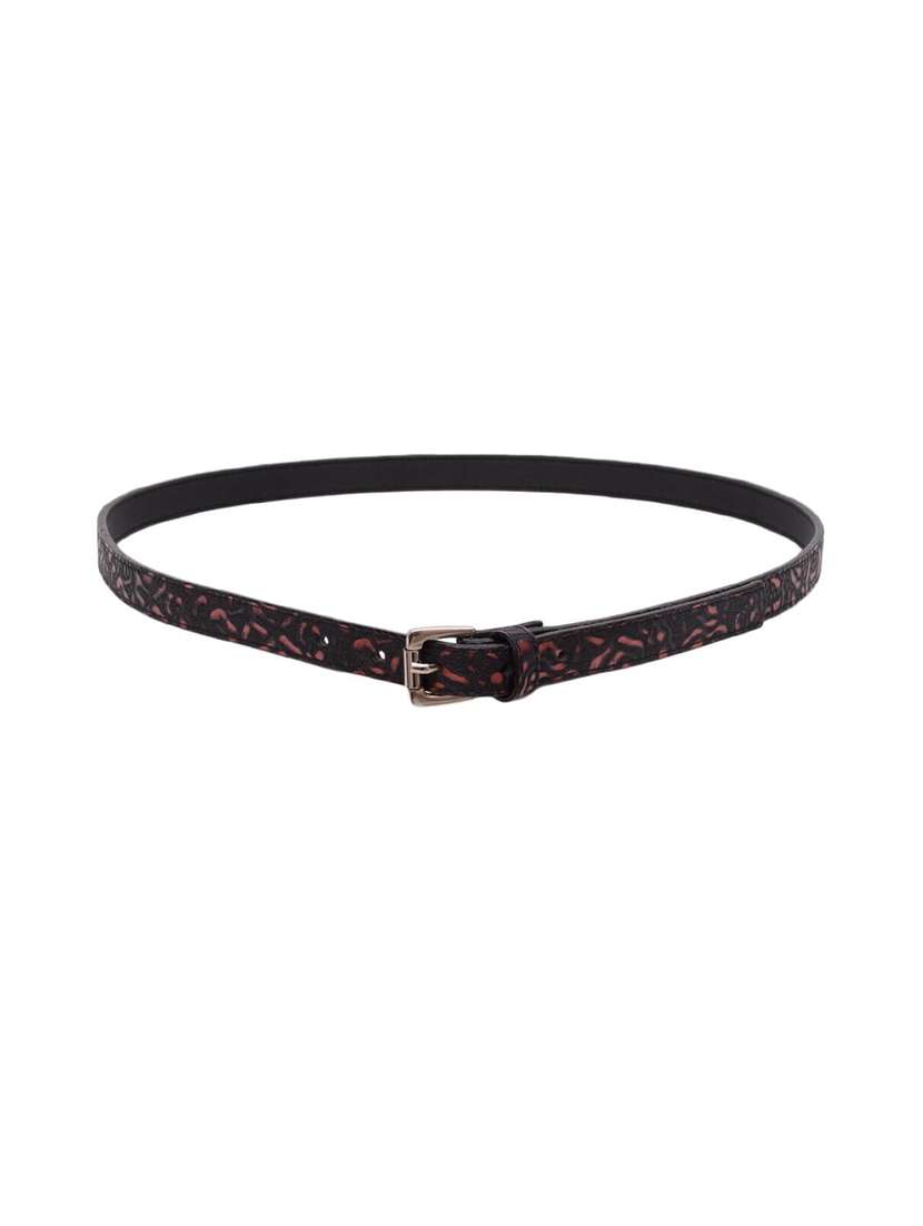 black and red faux leather belt