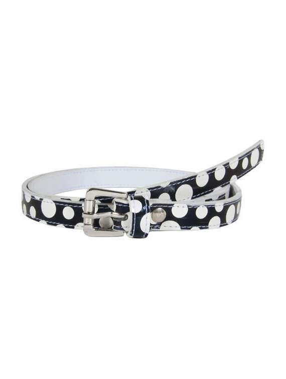 black polka dot faux leather belt