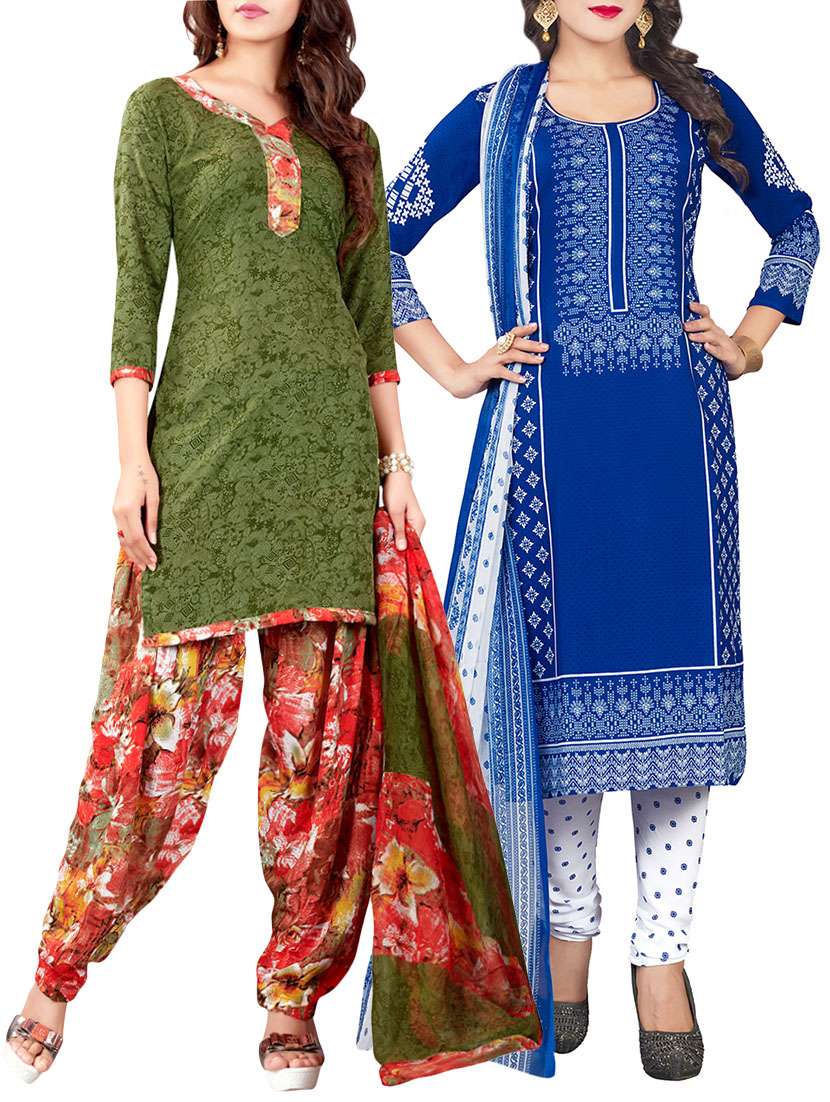 (set of 2) multi colored dress material