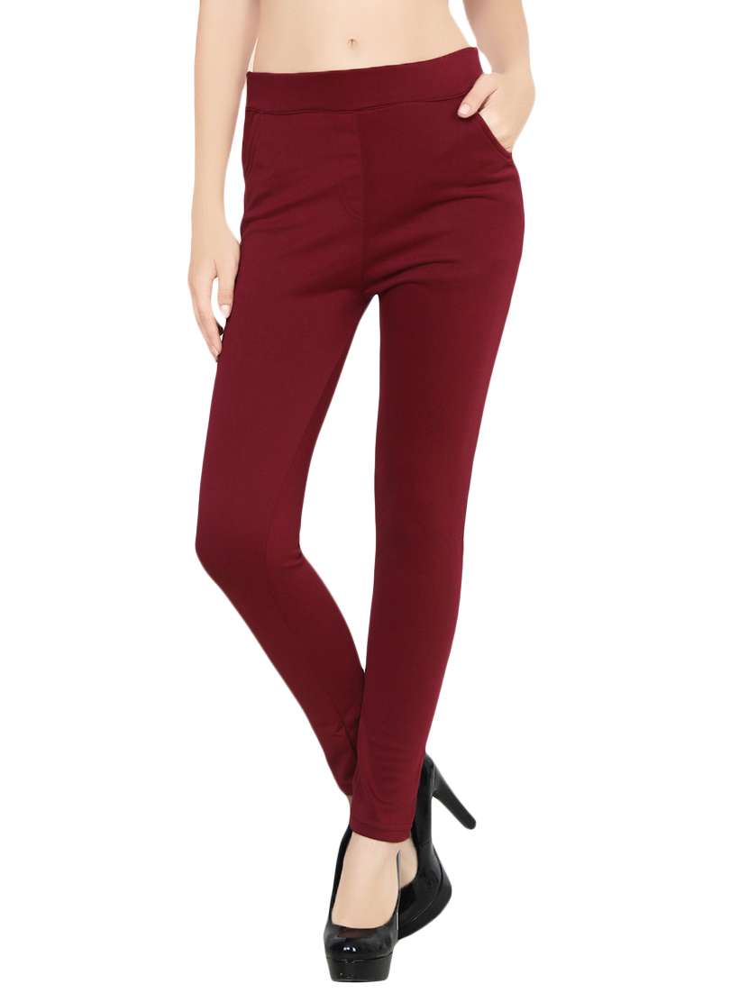 solid maroon high rise jegging