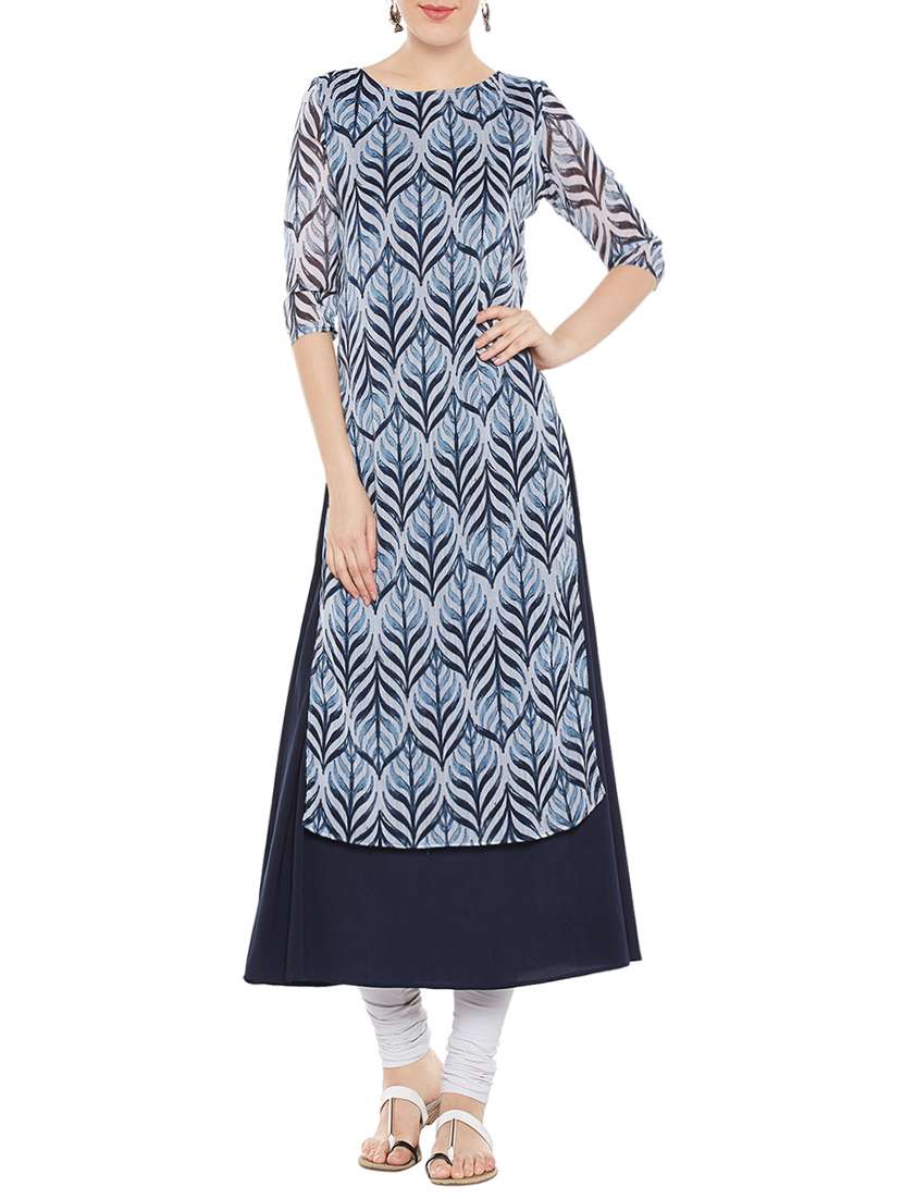 blue georgette a-line kurta