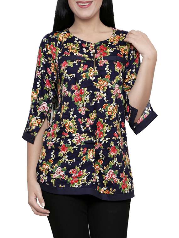 multicolored floral printed rayon regular top - 13932484 - Zoom Image - 0