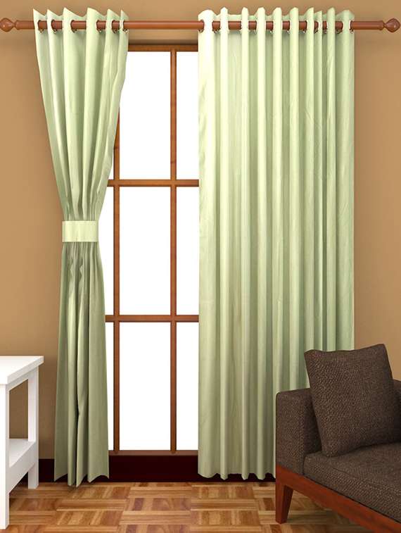 flossy green polyester single door curtain