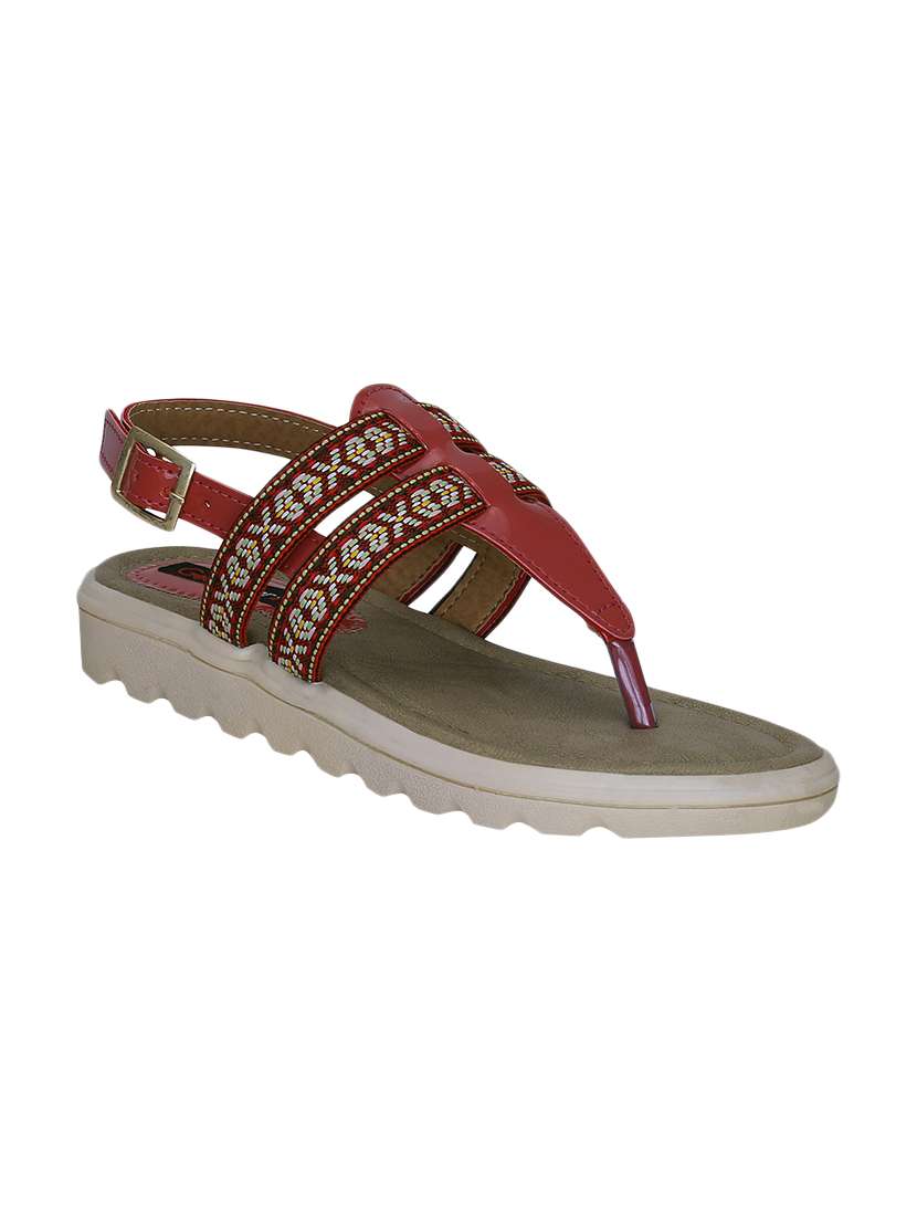 red back strap sandal