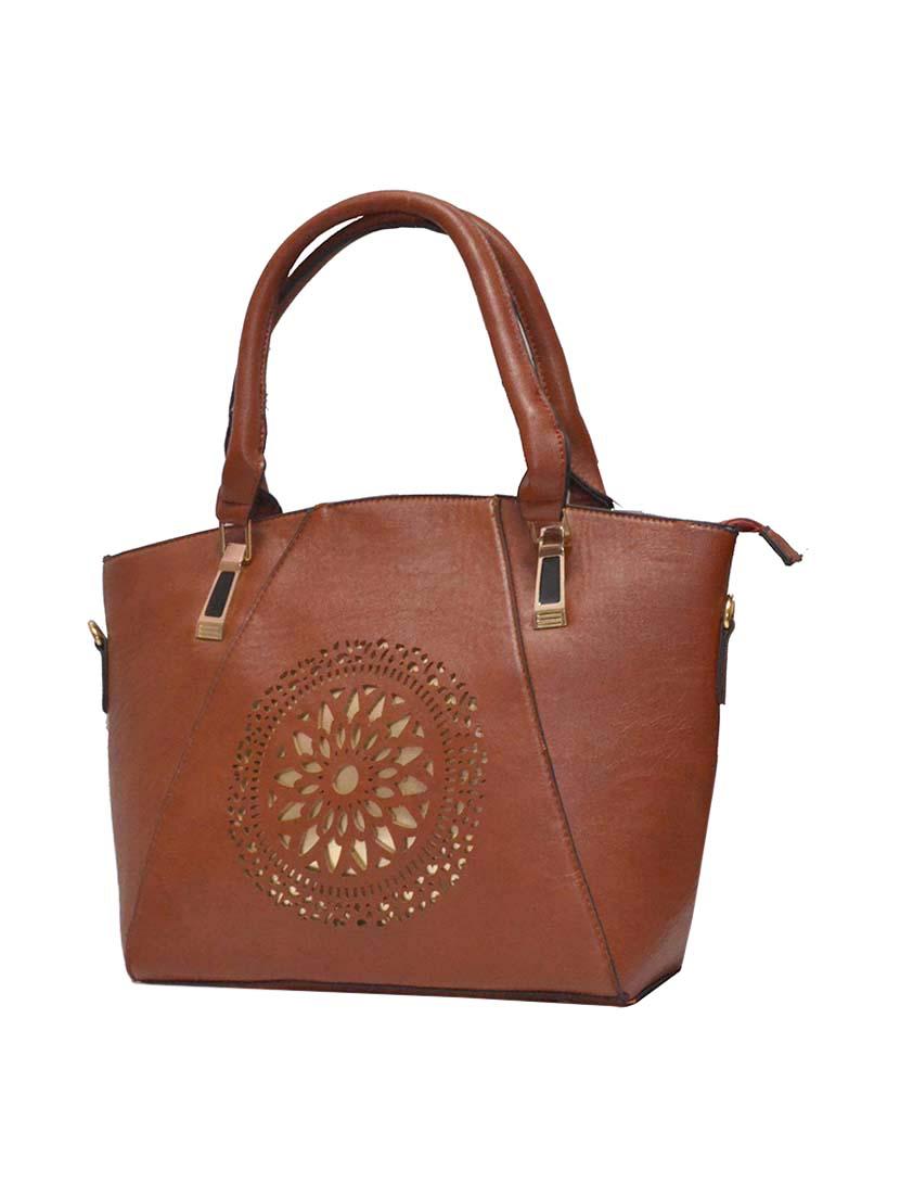 brown leatherette regular handbag - 13939277 - Standard Image - 3