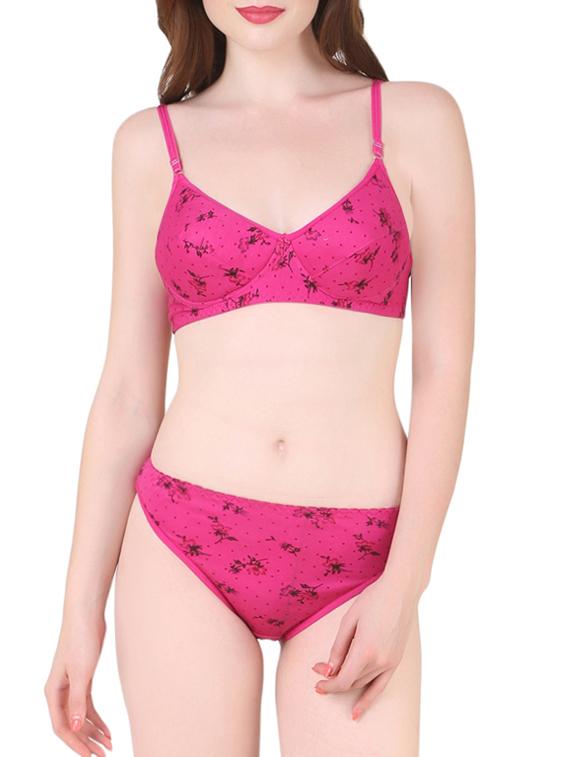 pink hosiery bra and panty set - 13940125 -  Zoom Image - 0