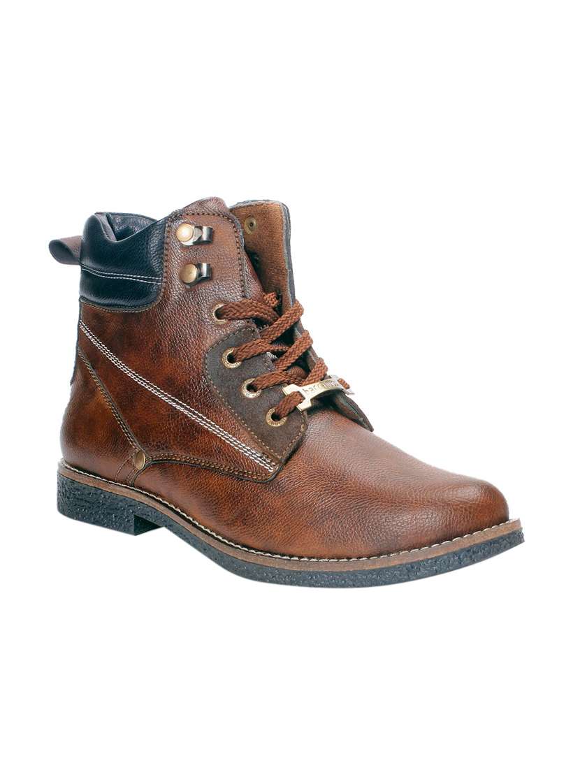 Buy online Brown Leather High Ankle Boot from Casual Shoes for Men