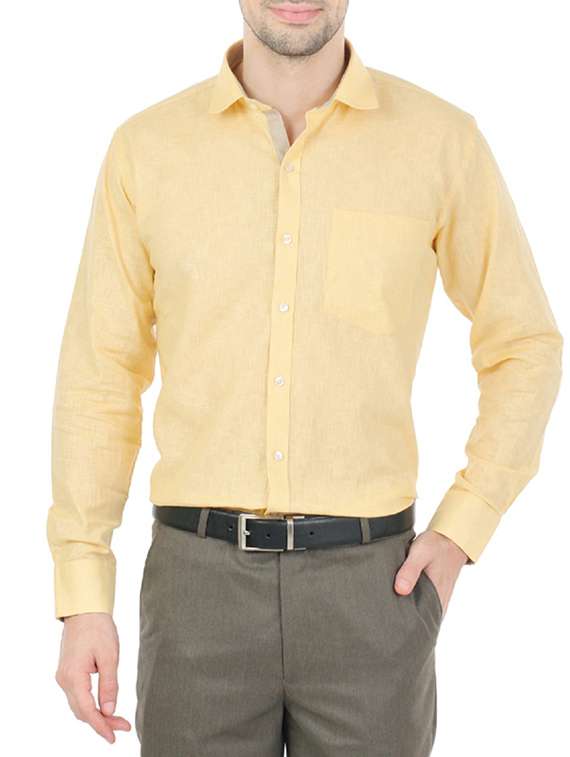 yellow cotton formal shirt - 13941288 -  Zoom Image - 0