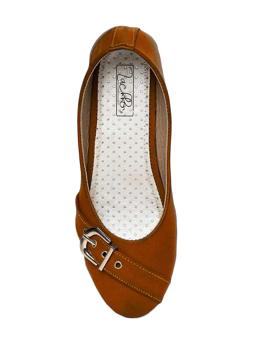 tan faux leather slip on ballerina - 13942153 - Standard Image - 3