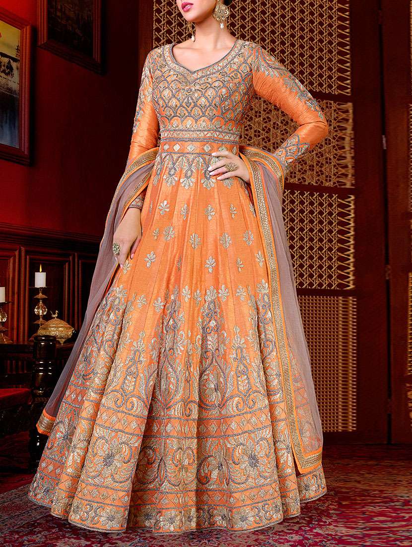 orange silk unstitched suit