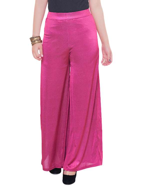 solid pink satin palazzo