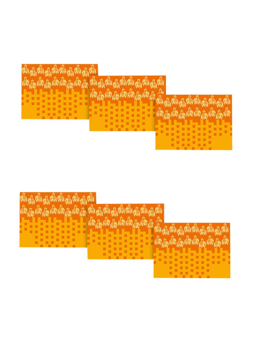 yellow polyester printed  set of 6 table mat