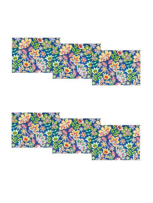 blue polyester floral printed set of 6 table mat - 13947739 - Standard Image - 0