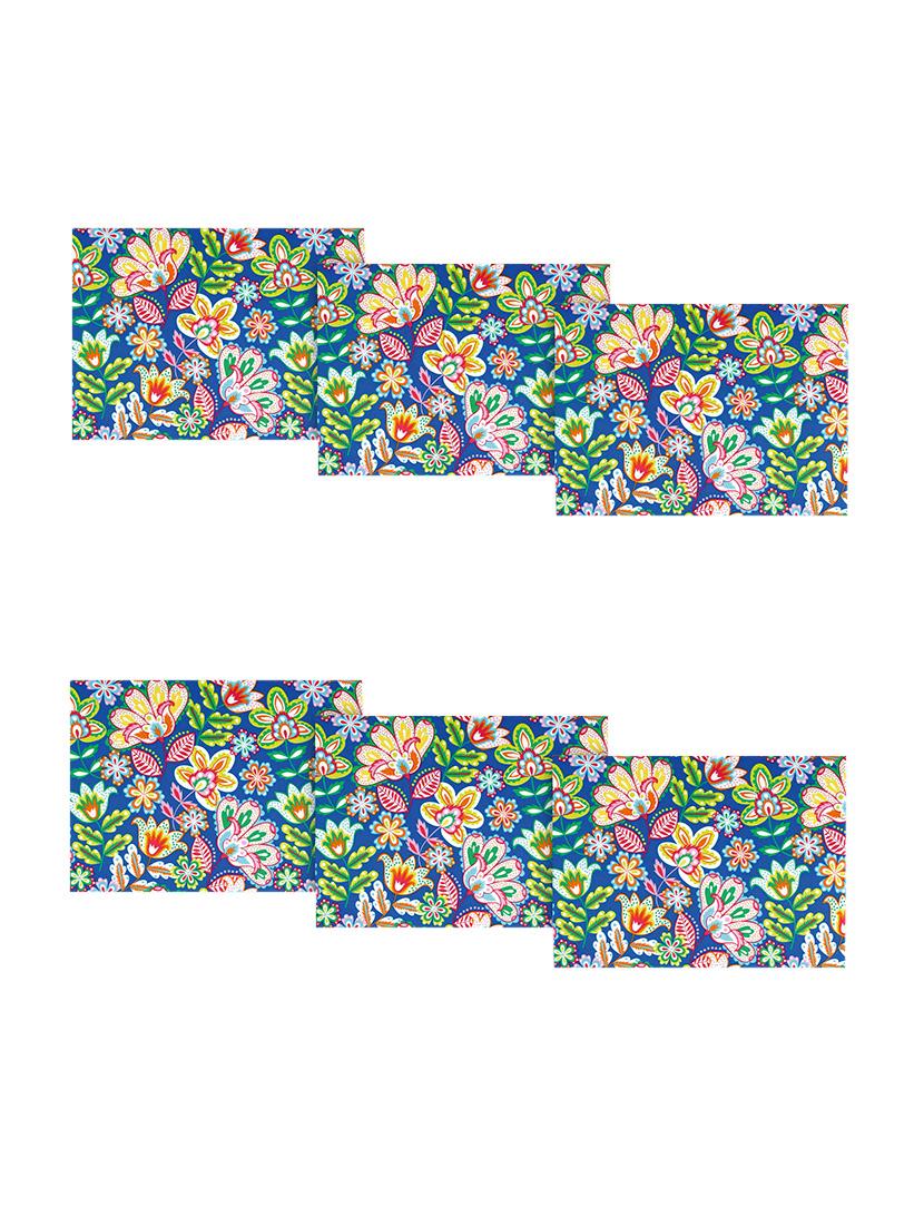 blue polyester floral printed set of 6 table mat - 13947739 - Zoom Image - 0