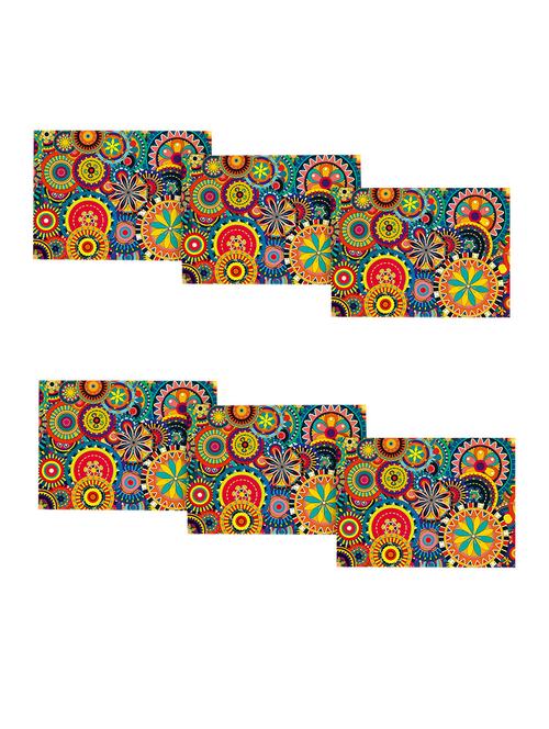 multicolored polyester printed set of 6 table mat - 13947743 - Standard Image - 0