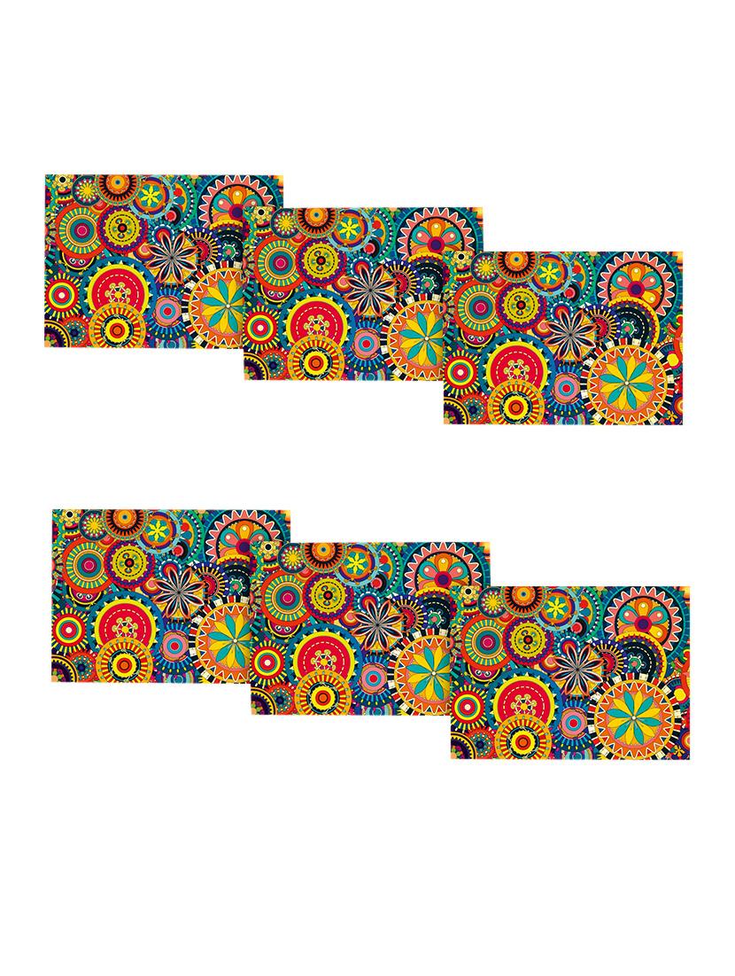 multicolored polyester printed set of 6 table mat