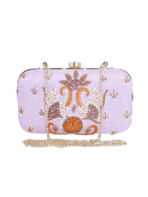 purple metal structured clutch - 13949077 - Standard Image - 0
