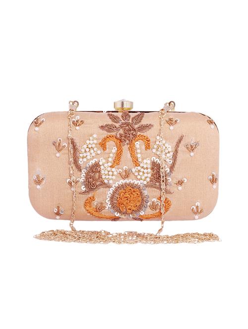 beige metal clutch - 13949081 - Standard Image - 0