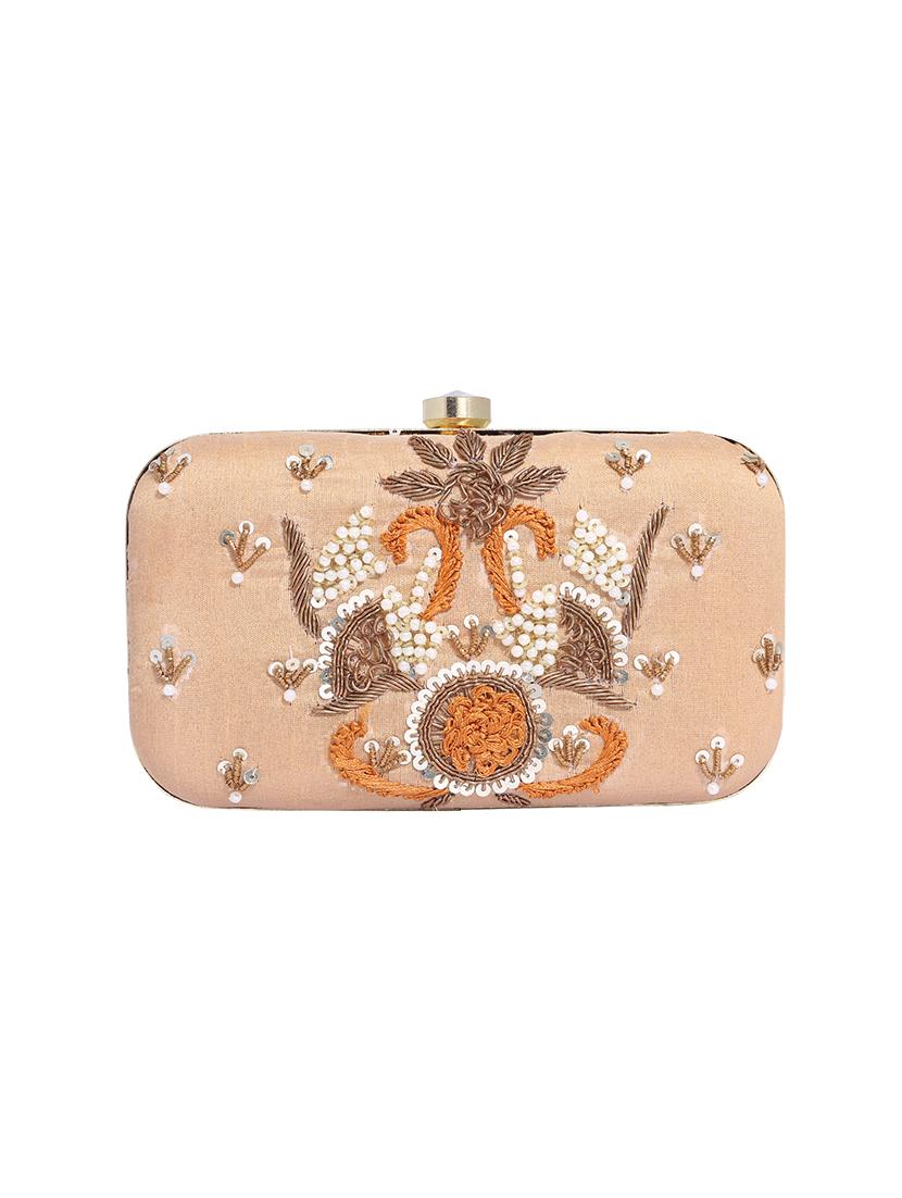 beige metal clutch - 13949081 - Standard Image - 3