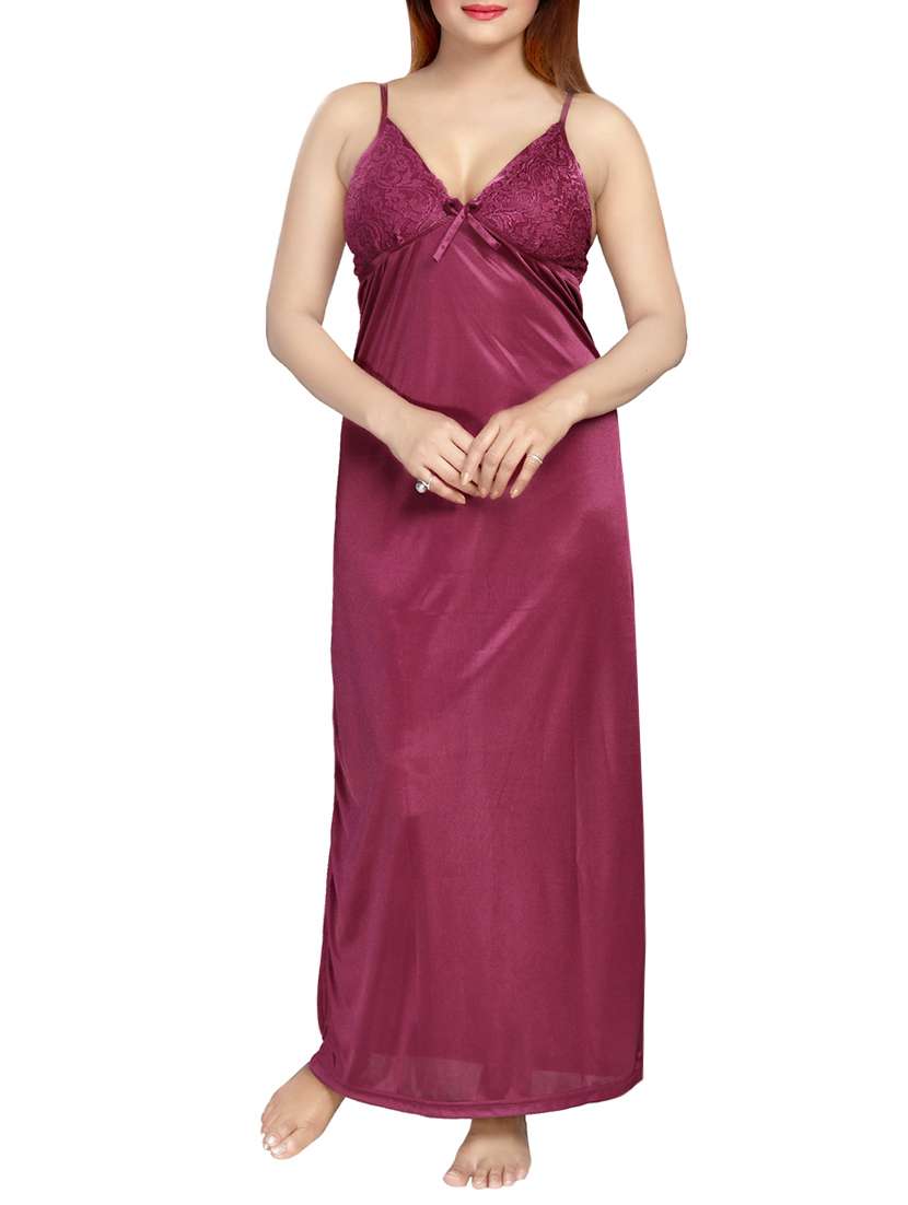 purple solid gown with robe set - 13956961 -  Standard Image - 3