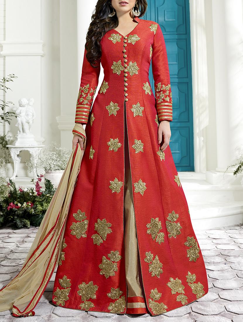 Red Silk Dress Material Polyester