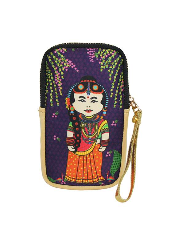 multi colored satin ethnic pouch