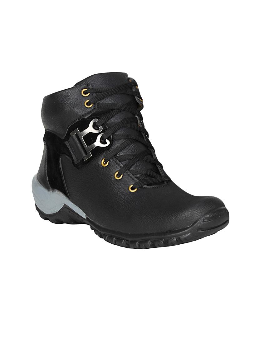 black leatherette low ankle boot - 13959864 -  Zoom Image - 0