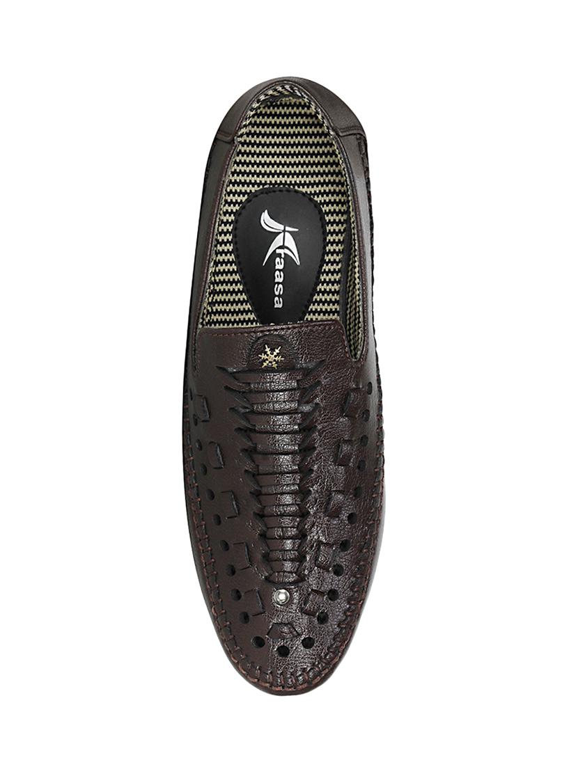 brown leatherette slip on loafer - 13959874 - Standard Image - 3
