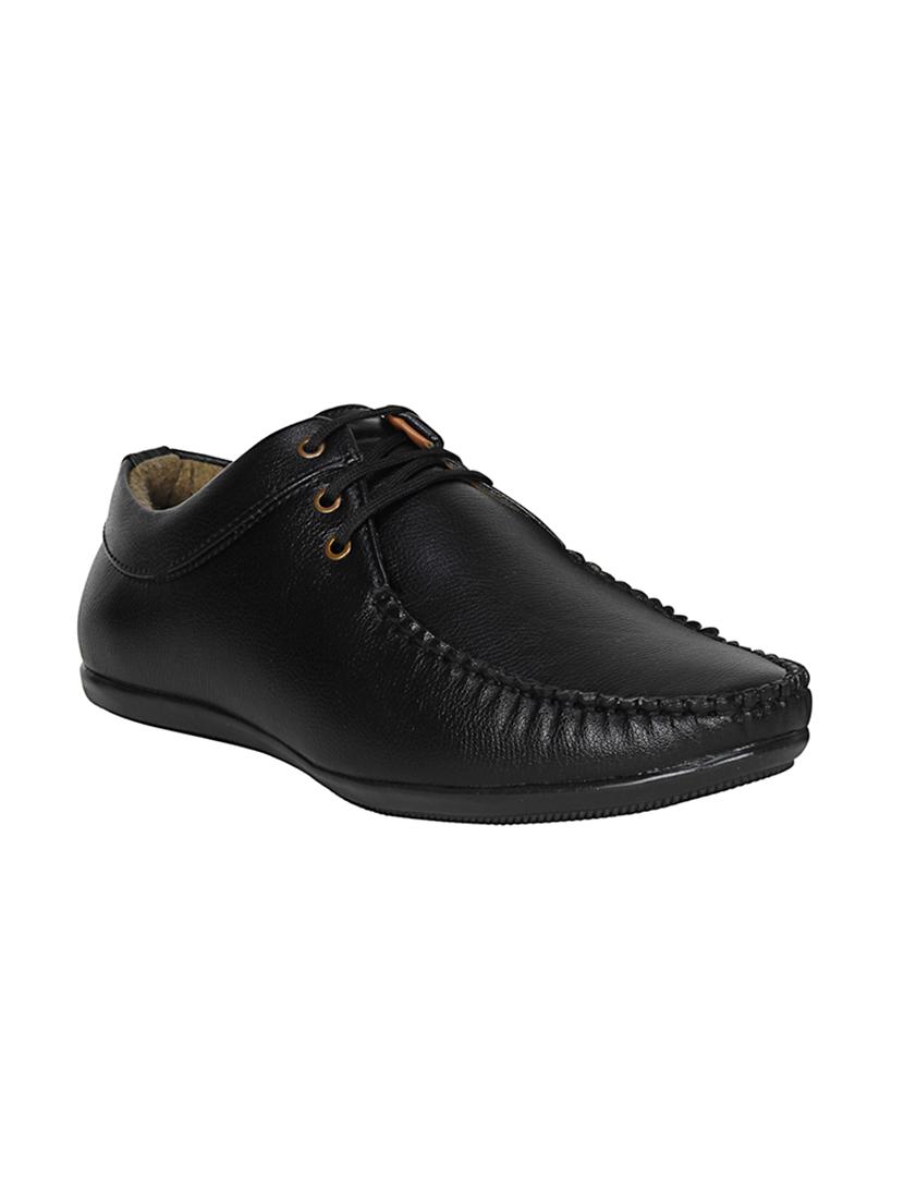 black leatherette lace up derby - 13960087 - Zoom Image - 0