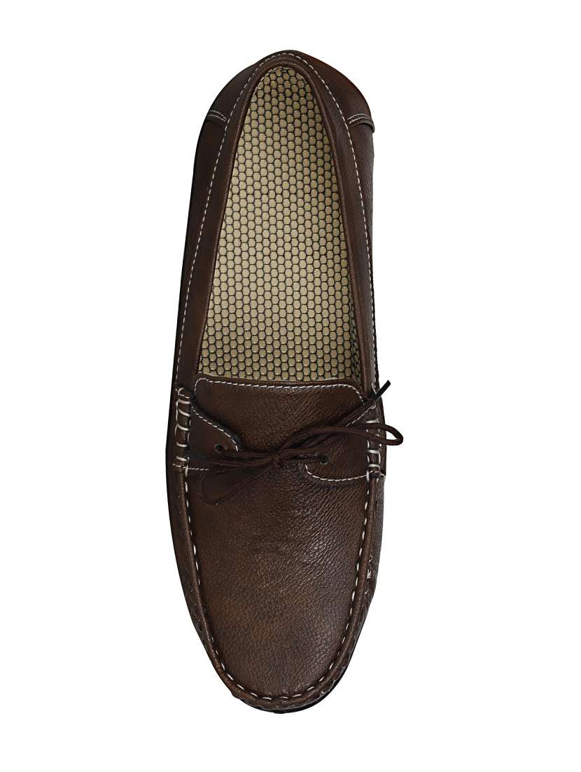 brown leatherette slip on moccasin - 13960099 -  Standard Image - 3