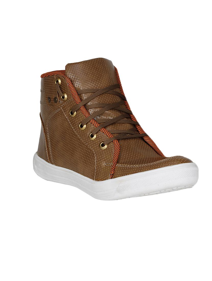brown leatherette lace up sneaker - 13960101 -  Zoom Image - 0