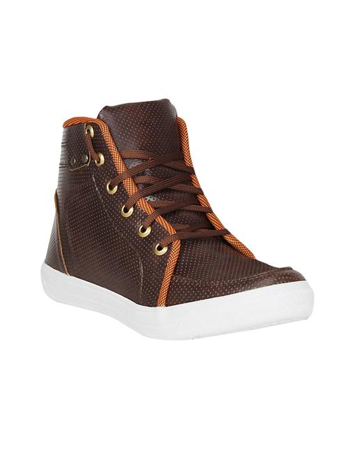 brown leatherette lace up sneaker - 13960102 -  Standard Image - 0