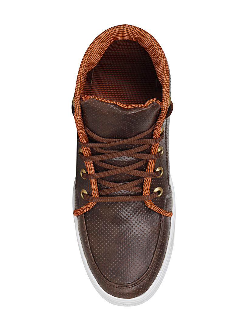 brown leatherette lace up sneaker - 13960102 - Standard Image - 3