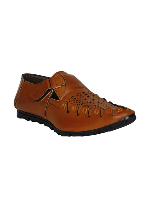 tan leather slip on sandal - 13961005 -  Standard Image - 0